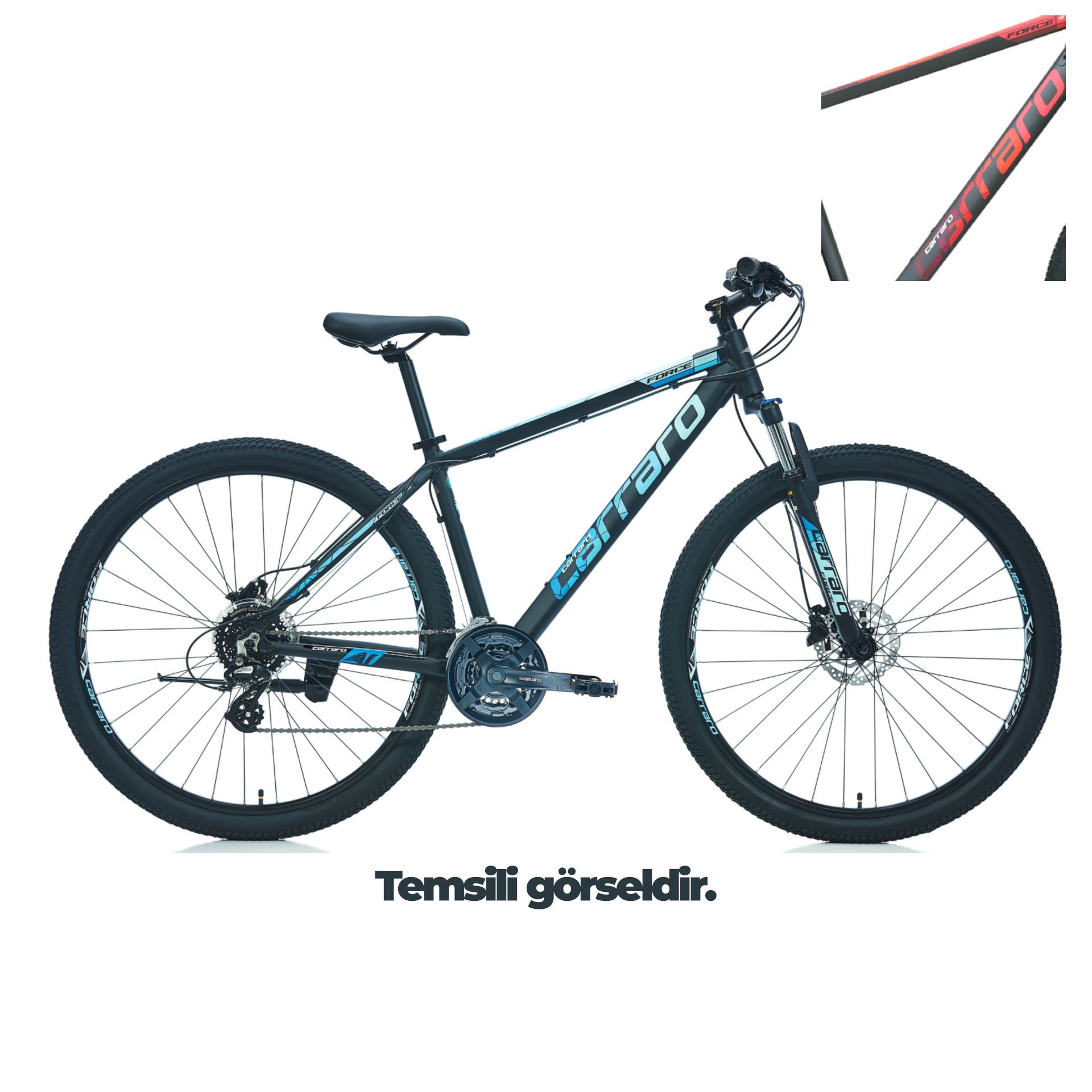 CARRARO Force 950 29'' 24V HD Dağ Bisikleti MTB Mat Antrasit - Kırmızı 44CM
