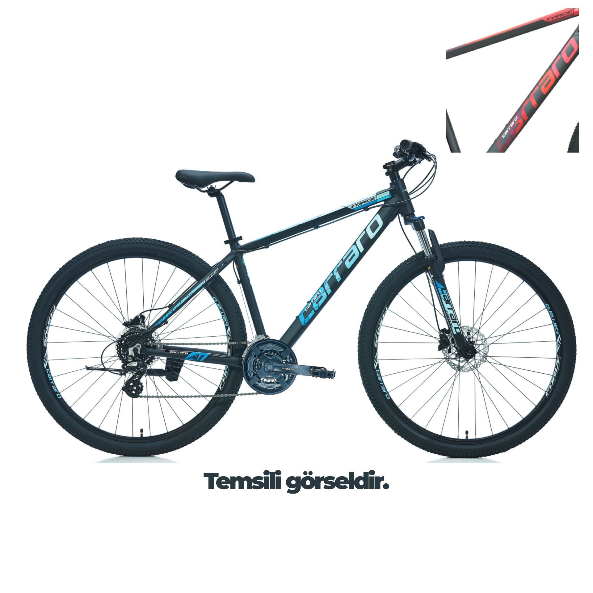 CARRARO Force 950 29'' 24V HD Dağ Bisikleti MTB Mat Antrasit - Kırmızı 48CM