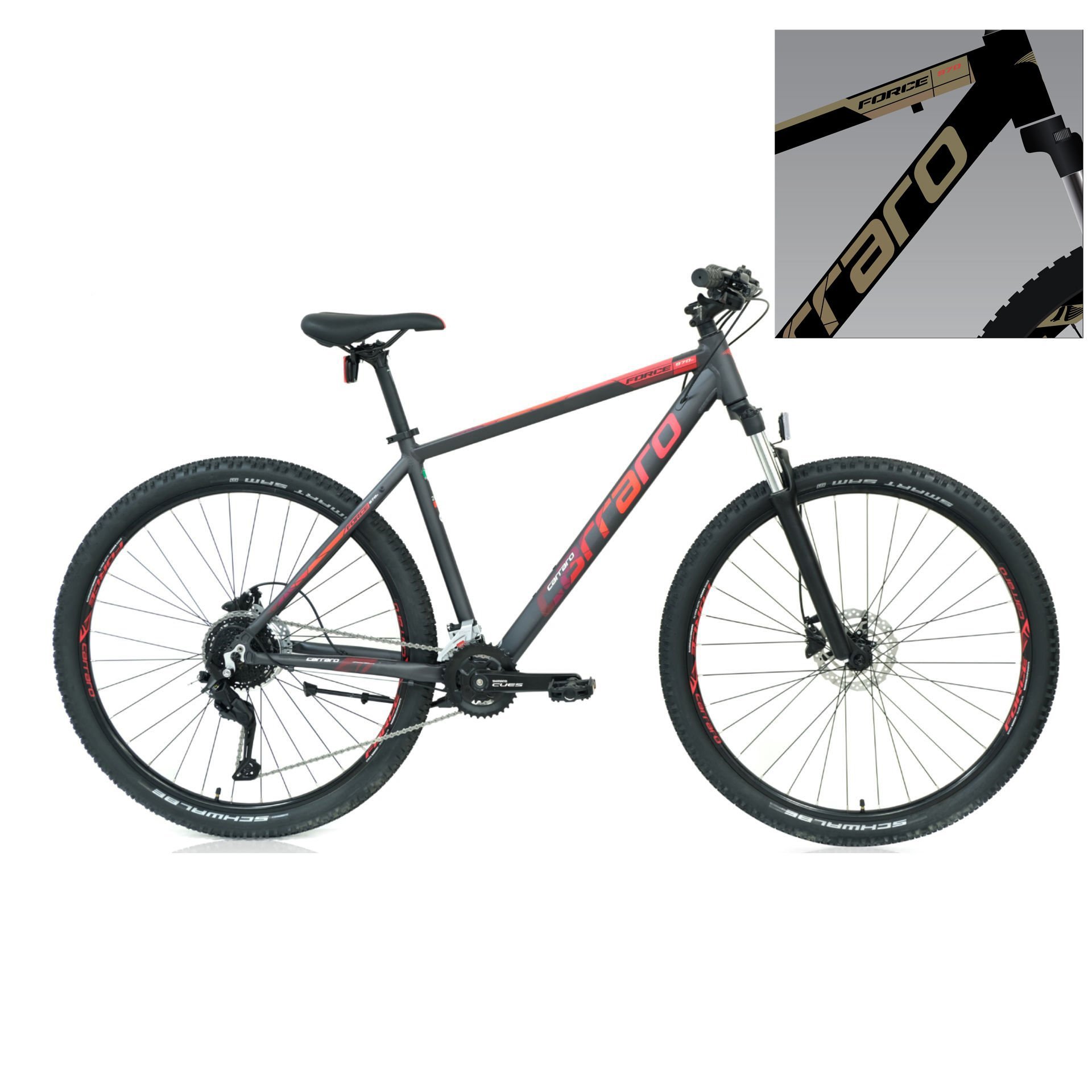 CARRARO Force 770C 27,5'' 18V HD Dağ Bisikleti Mat Siyah - Altın 44CM