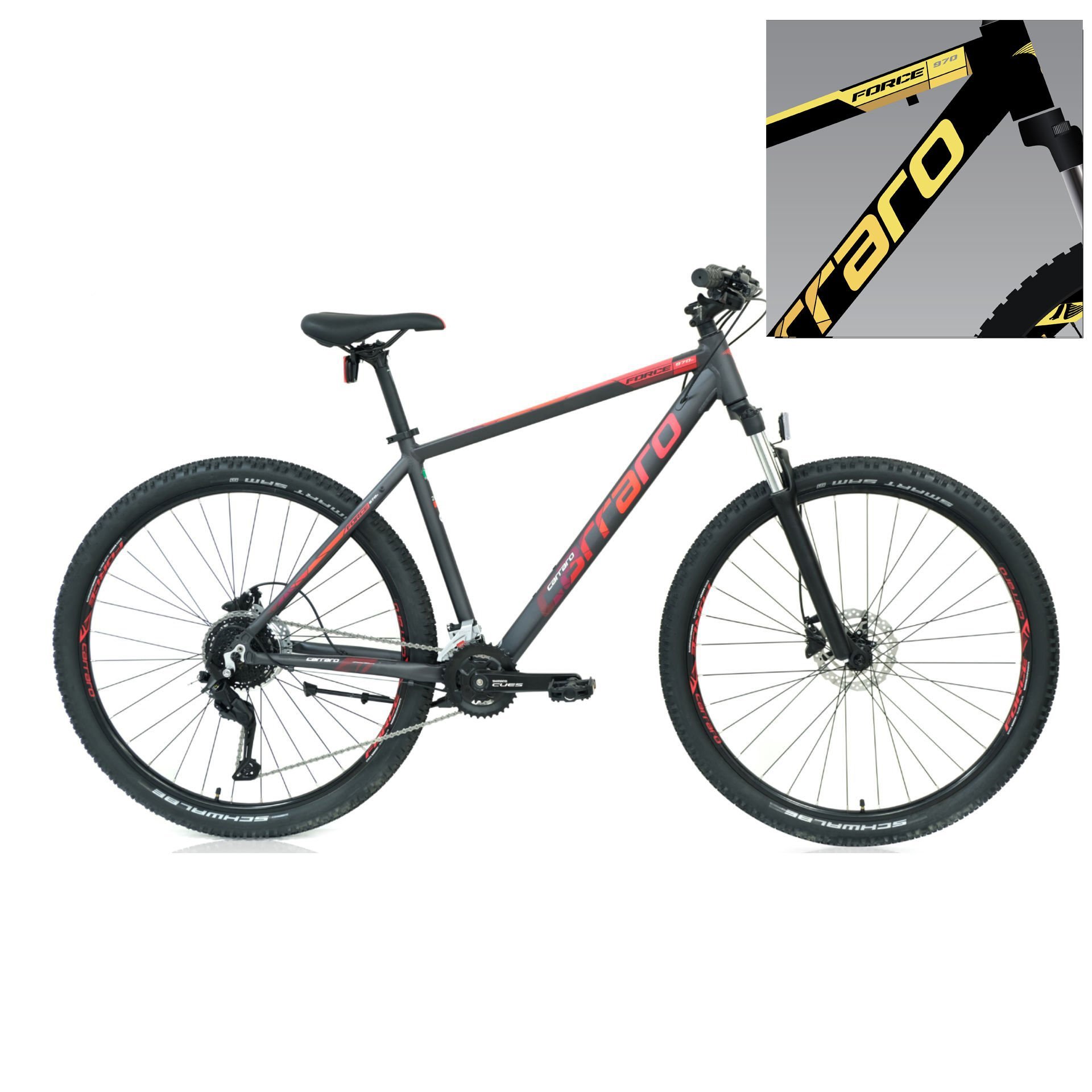 CARRARO Force 770C 27,5'' 18V HD Dağ Bisikleti Mat Siyah - Sarı 48CM
