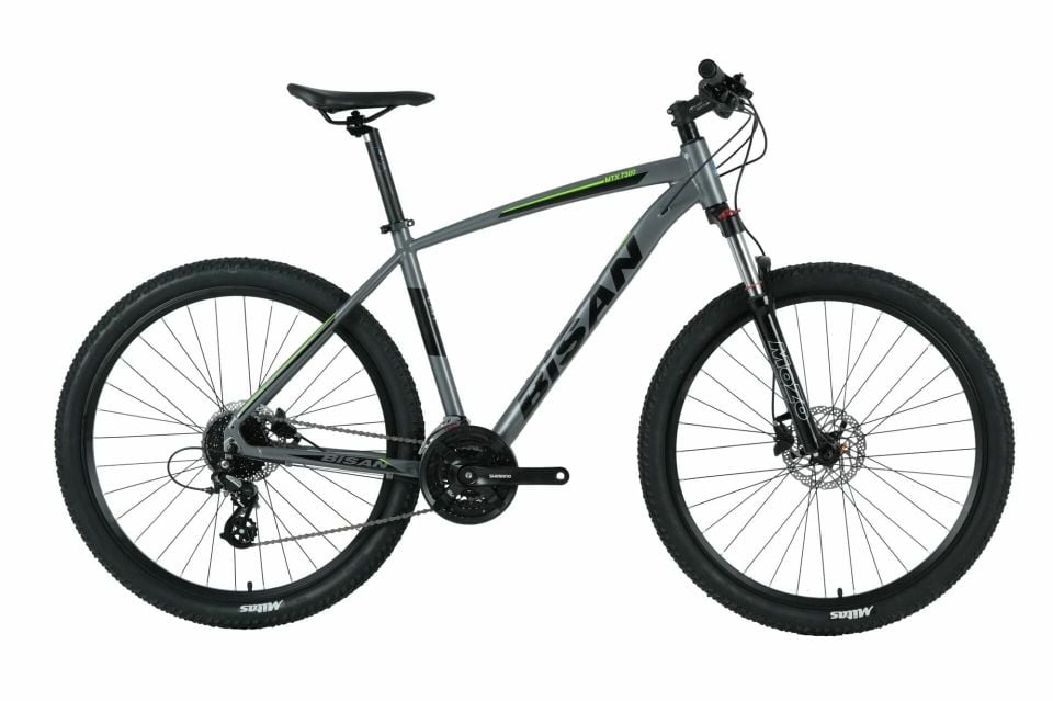 BİSAN MTX 7300 27,5 Jant 24 Vites HD Dağ Bisikleti MTB Mat Gri - Yeşil 19''/48CM