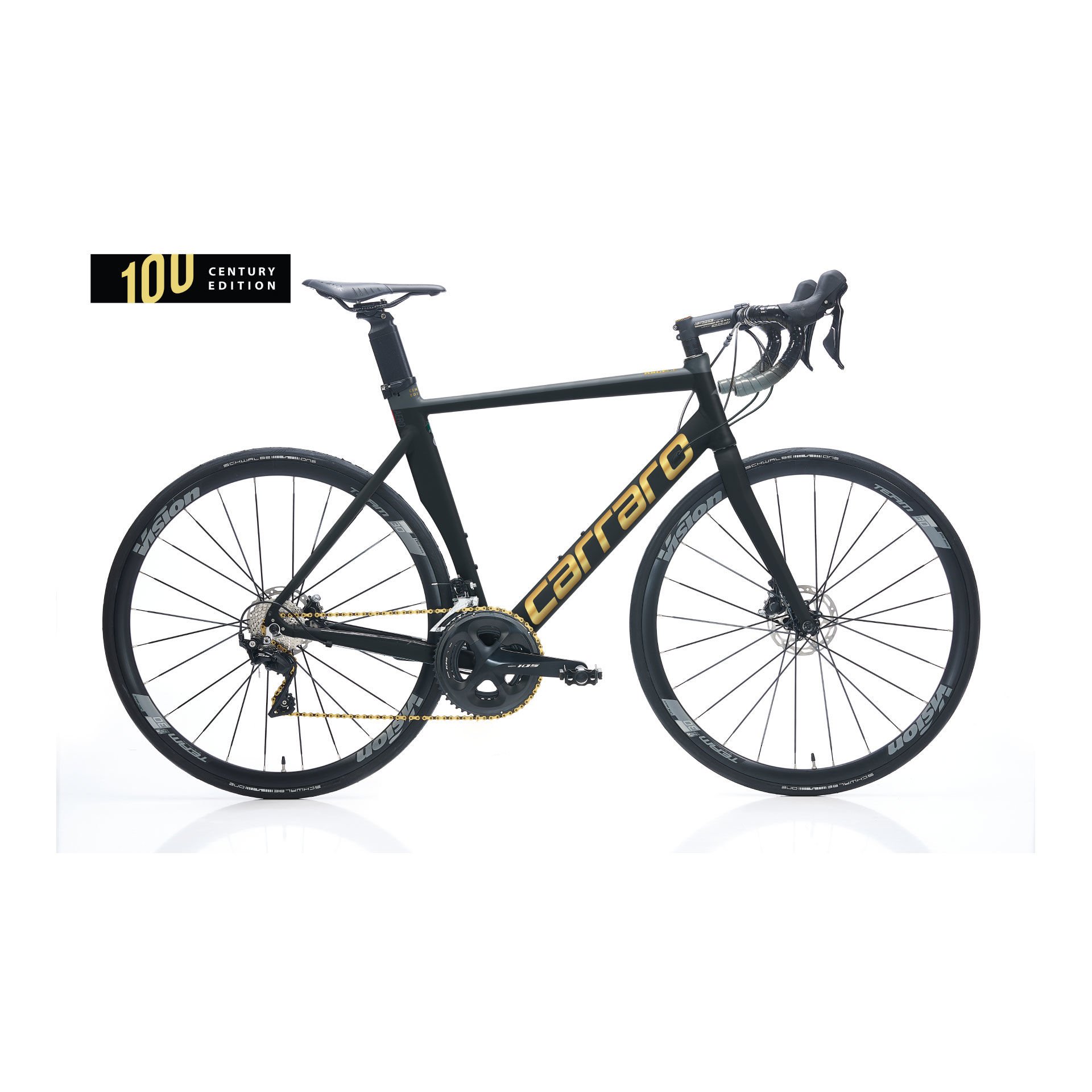 CARRARO Race CE 24V HD R7100 Yol Bisikleti Mat Siyah - Altın 52CM