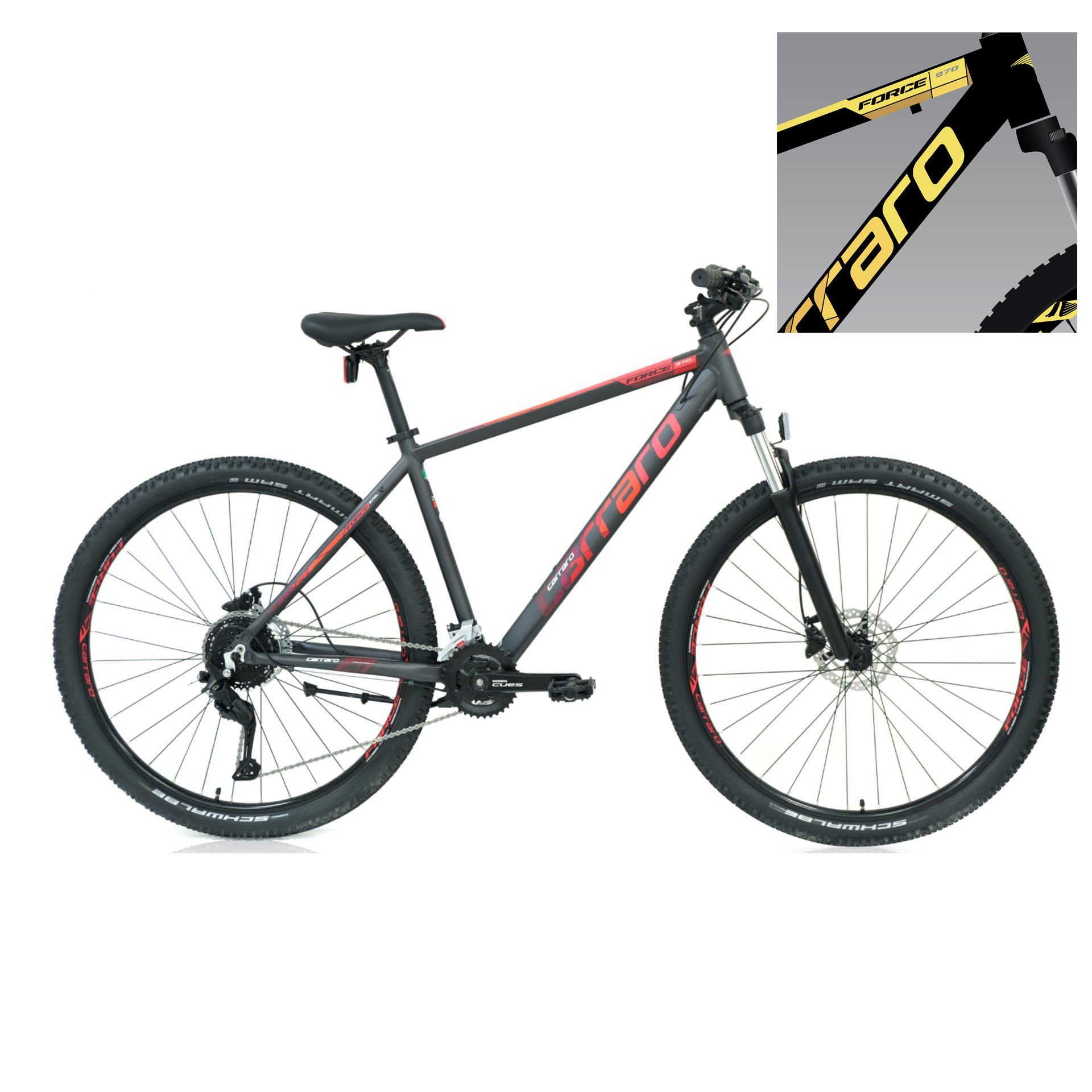 CARRARO Force 970C 29'' 18V HD Dağ Bisikleti Mat Siyah - Sarı 52CM