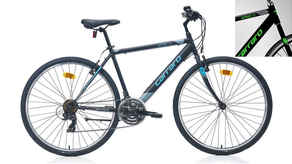 CARRARO Active 280 28'' Unisex 21V VB Şehir Bisikleti Mat Siyah - Yeşil 49CM