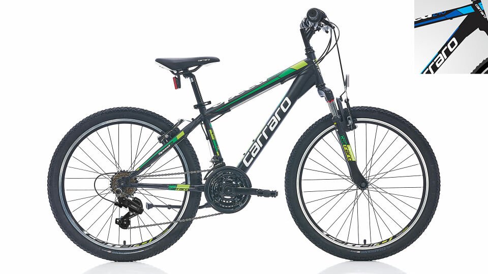 CARRARO Speed 240 24'' 21V VB Dağ Bisikleti MTB Mat Siyah - Mavi 36CM