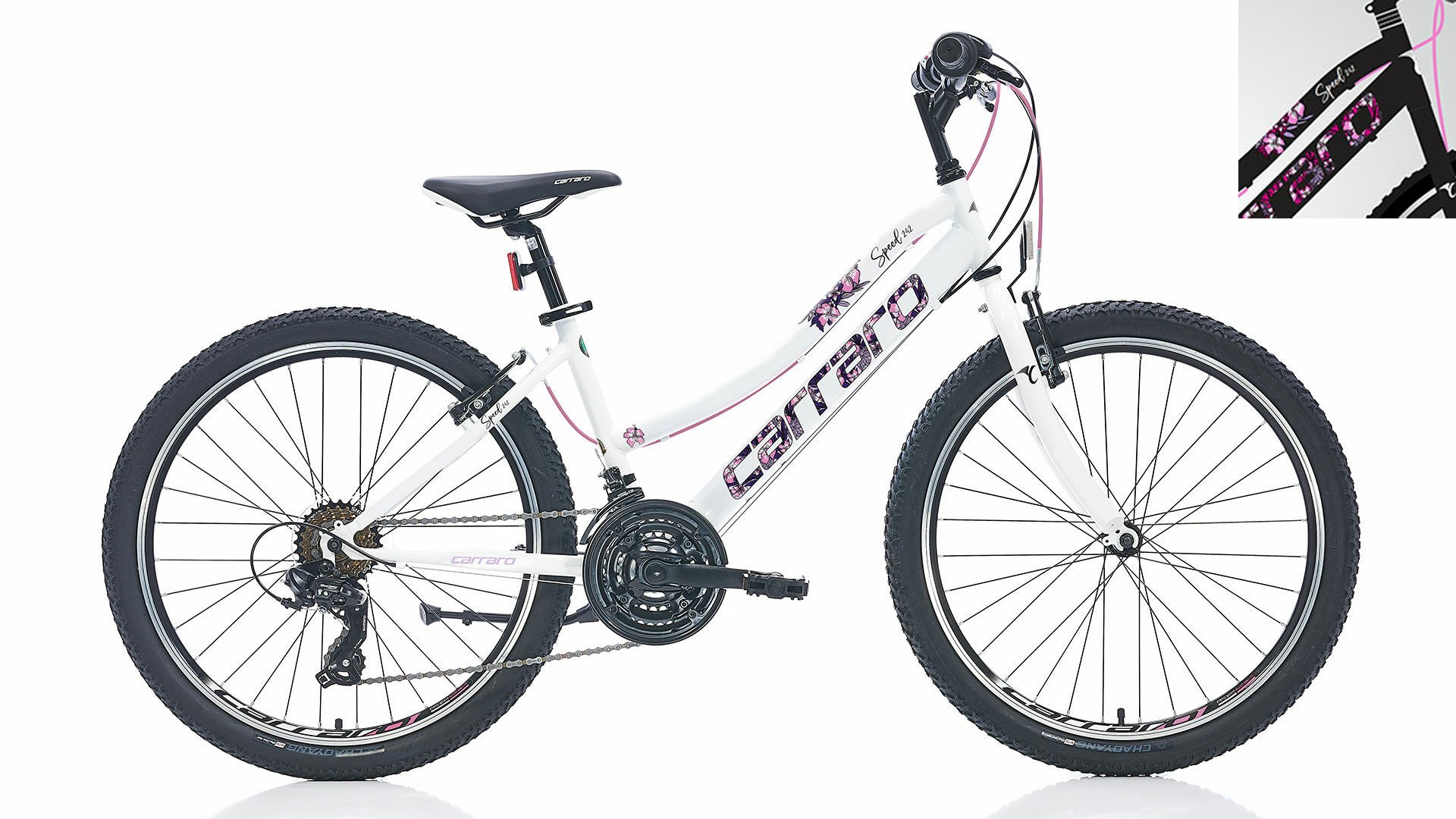 CARRARO Speed 242 24'' 21V VB Dağ Bisikleti MTB Mat Siyah - Pembe 36CM