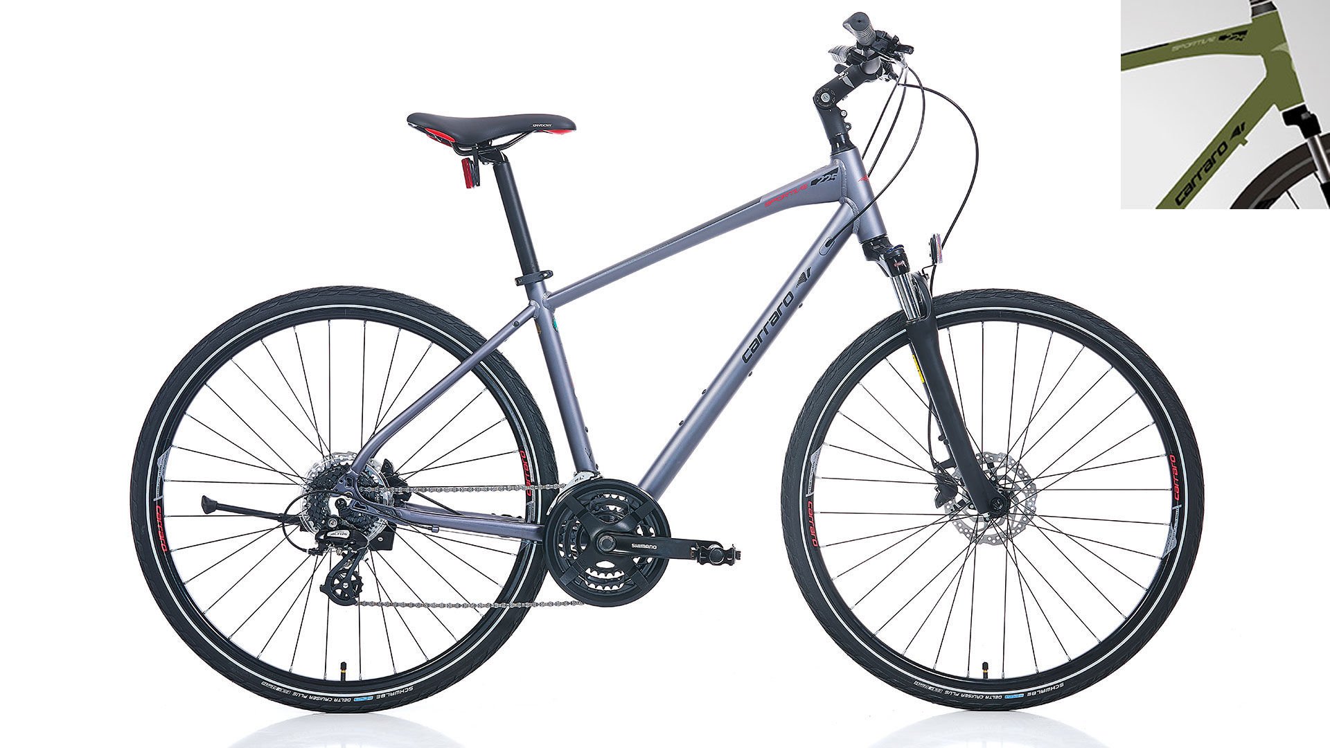 CARRARO Sportive 225 28'' 24V HD Trekking Bisiklet Mat Haki Yeşil 41CM