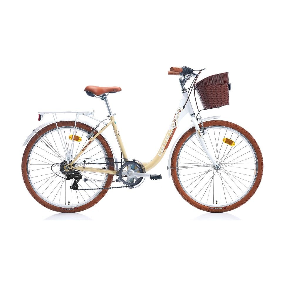 CARRARO Juliana 26 Jant 7 Vites VB Şehir Bisikleti Beyaz - Kahverengi 43CM