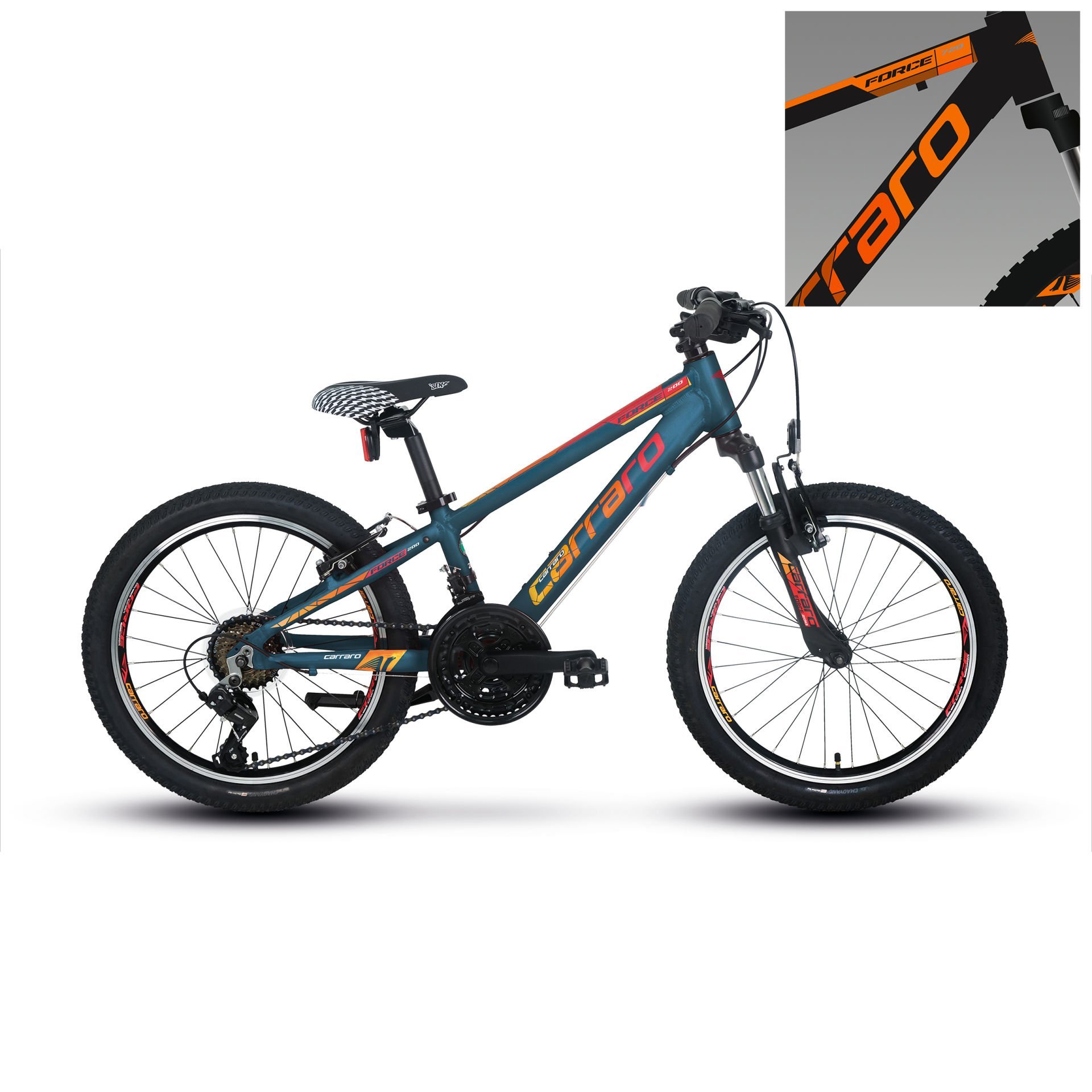 CARRARO Force 200 20'' 21V VB Çocuk Dağ Bisikleti  Antrasit - Turuncu 25CM