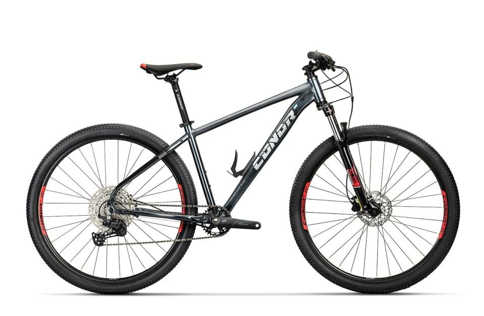 CONOR 9500 1x11V HD Dağ Bisikleti Gri - Turkuaz - Kırmızı 44CM