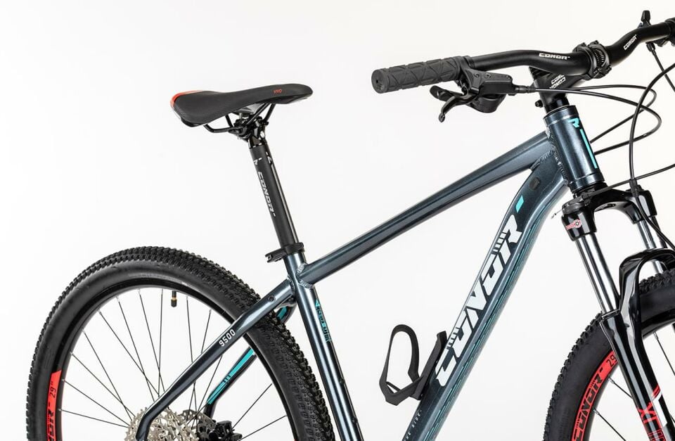 CONOR 9500 1x11V HD Dağ Bisikleti Gri - Turkuaz - Kırmızı 44CM