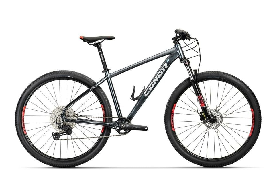 CONOR 9500 1x11V HD Dağ Bisikleti Gri - Turkuaz - Kırmızı 48CM