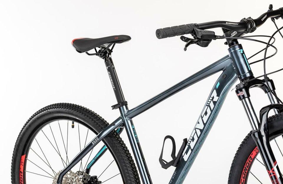 CONOR 9500 1x11V HD Dağ Bisikleti Gri - Turkuaz - Kırmızı 48CM