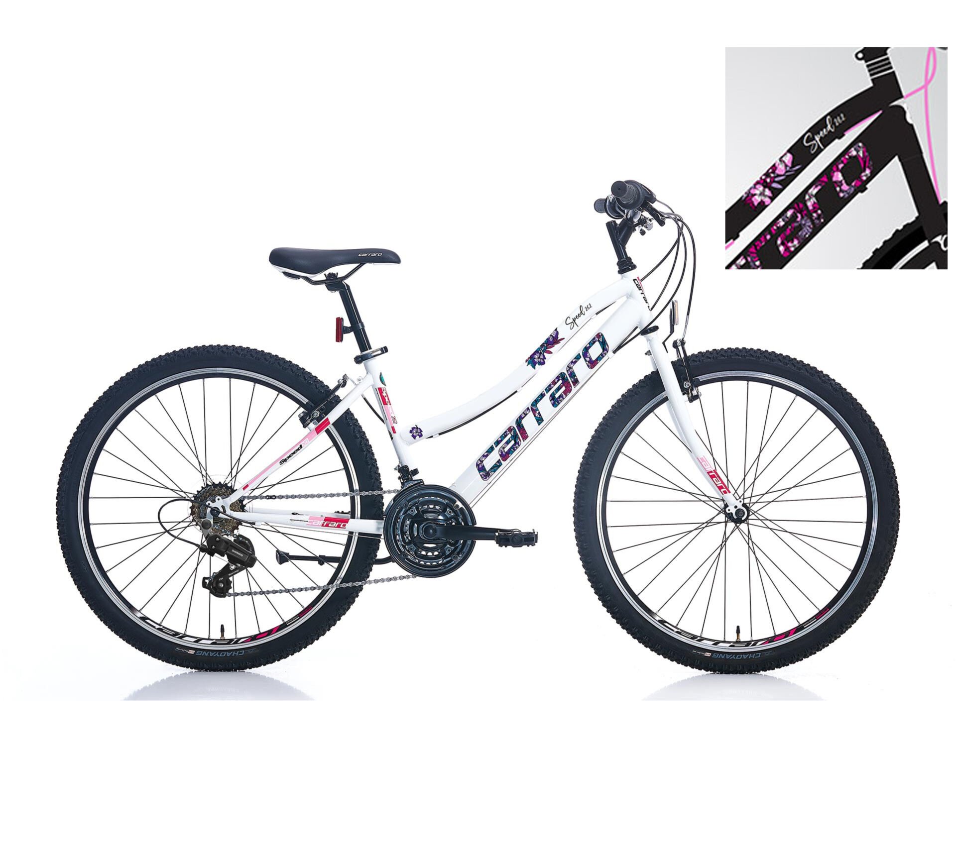 CARRARO Speed 262 26'' 21V VB Dağ Bisikleti MTB Mat Siyah - Pembe 38CM