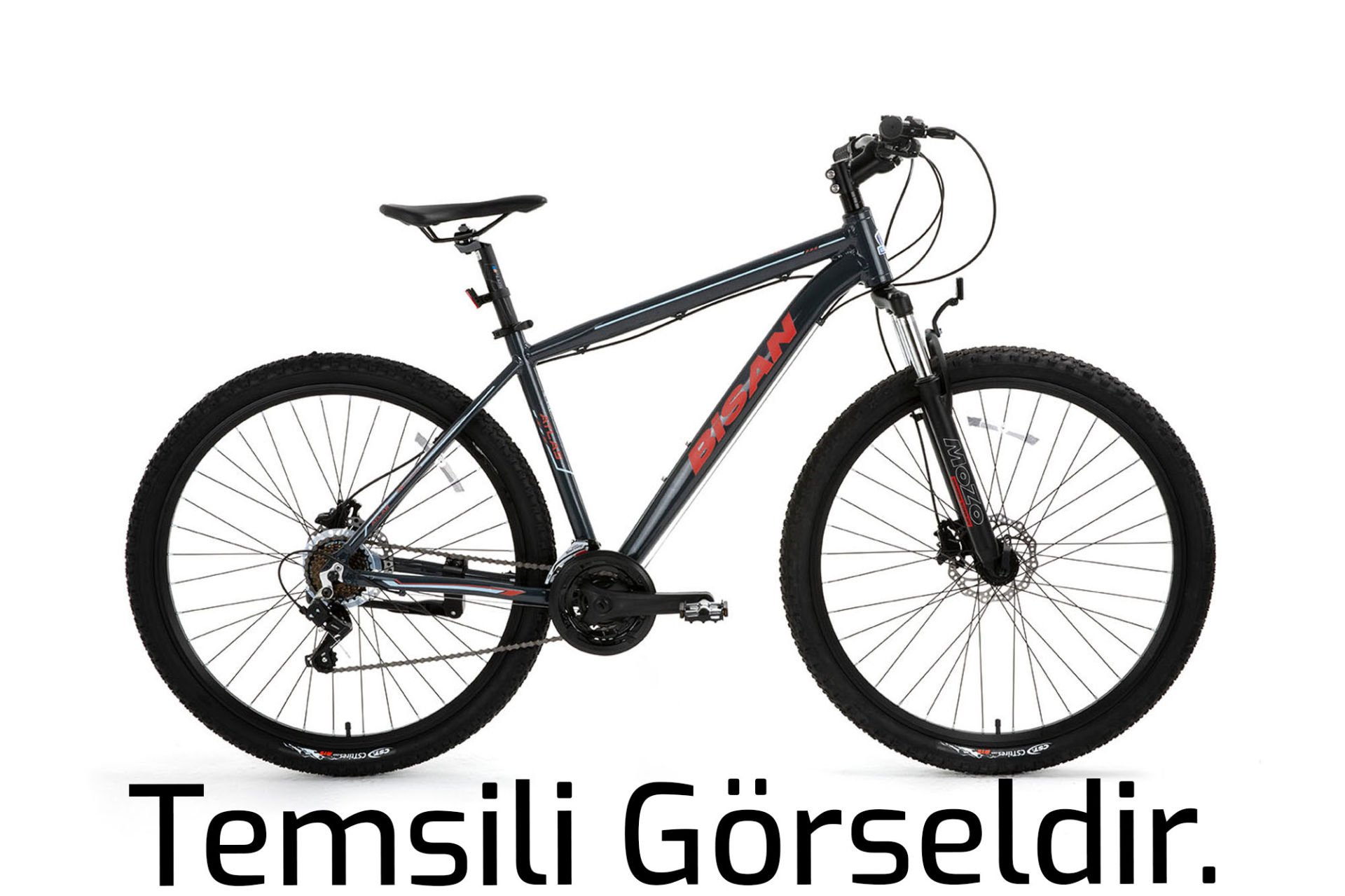 BİSAN ATLAS 26 Jant 21V HD Dağ Bisikleti Parlak Gri - Yeşil 43CM