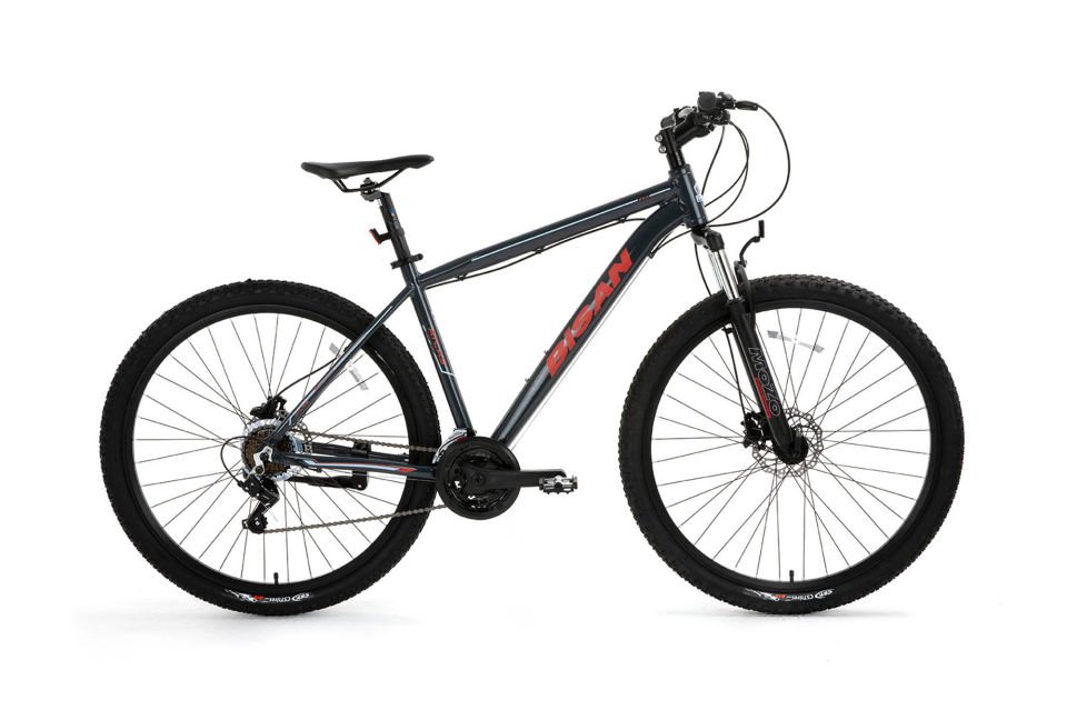 BİSAN ATLAS 29 Jant 21V HD Dağ Bisikleti Parlak Gri - Kırmızı 48CM